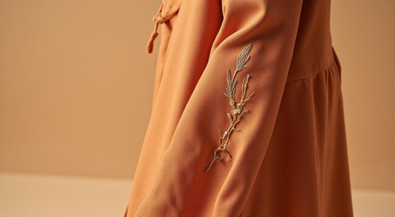 Nærbilde av håndlaget tekstil i ørkenestetikk